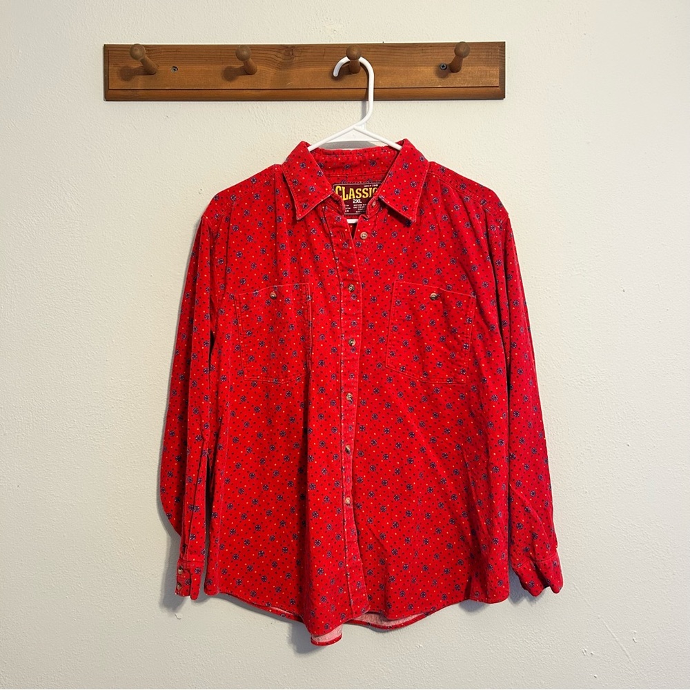 Vintage 100% Cotton Corduroy Button Down Size 2XL